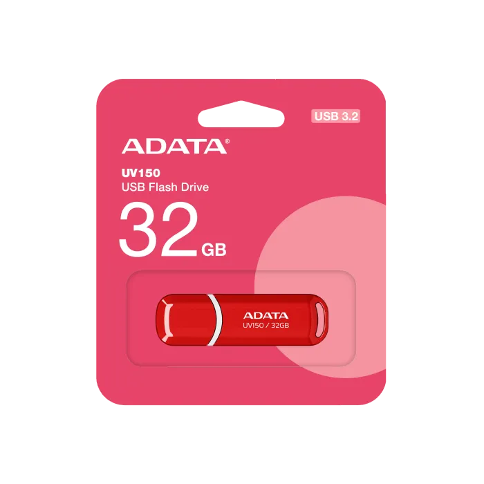 USB Flash Drive ADATA UV150 32GB – USB 3.2 Gen 1, έως 100 MB/s, κόκκινο