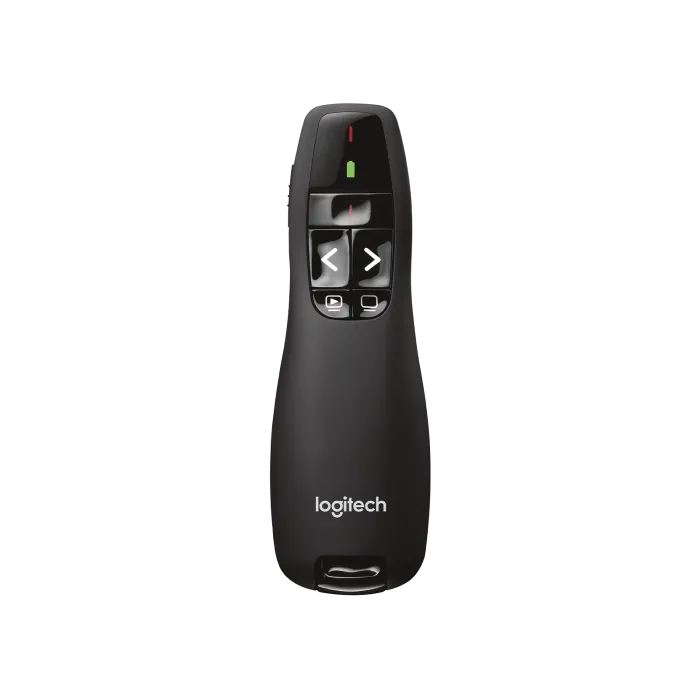 Безжичен презентер Logitech R400 с червена лазерна показалка, 2.4 GHz, USB, обхват до 15 m
