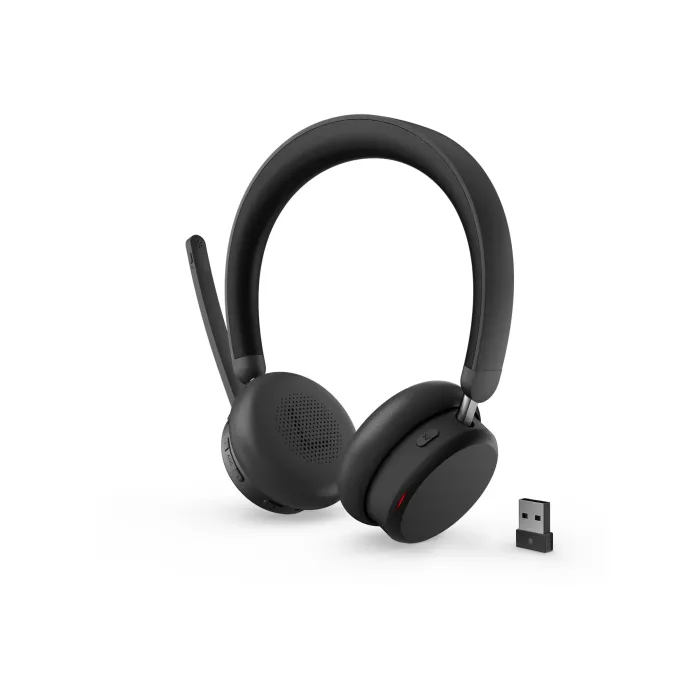 Ασύρματα ακουστικά on-ear Lenovo 6550 Dual-Mode Wireless ANC Headset, Bluetooth 5.3, υβριδικό ANC, έως 60 ώρες, δέκτης USB-A, Certified for Microsoft Teams, μαύρα
