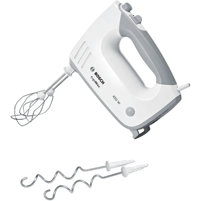 Bosch MFQ36400, Μίξερ χειρός, 450 W, 5 ρυθμίσεις ταχύτητας, επιπλέον ρύθμιση παλμού/turbo, λευκό/γκρι