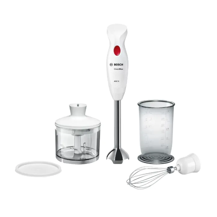 Пасатор, Bosch MSM24500, Blender, CleverMixx, 400 W, Chopper and blender included, Stainless steel whisk, mixing/measuring cup, White