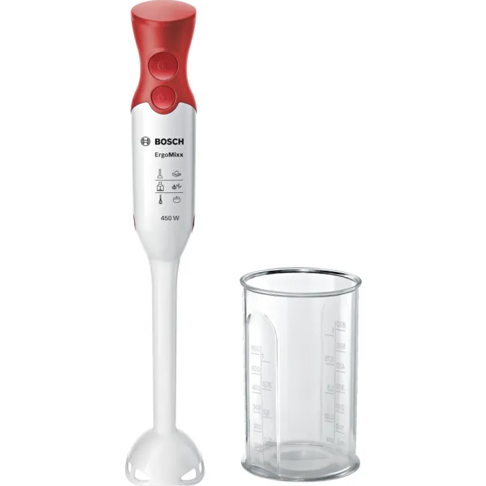 Bosch MSM64010, Μπλέντερ, ErgoMixx, 450 W, Συμπεριλαμβάνεται διαφανής κανάτα, Λευκό/Κόκκινο