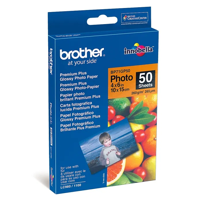 Brother BP71GP50 Premium Plus γυαλιστερό φωτογραφικό χαρτί, A6 (4x6)