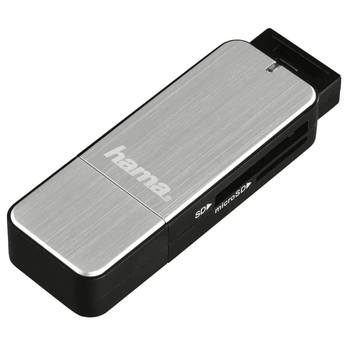 Συσκευή ανάγνωσης καρτών HAMA 123900, USB 3.0, SD/microSD, Ασημί