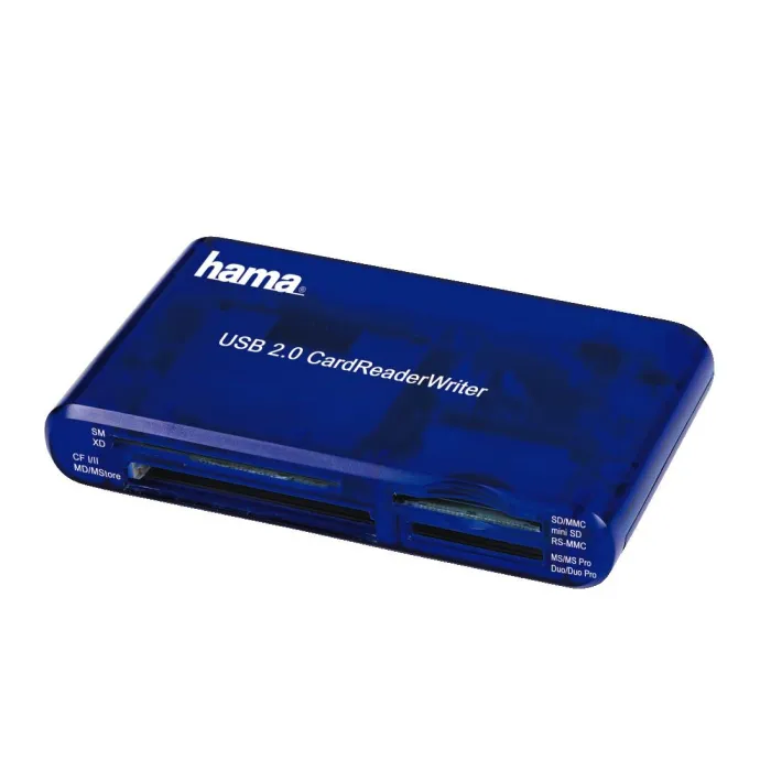 Συσκευή ανάγνωσης καρτών HAMA 55348, USB 2.0, 35 σε 1- Μπλέ