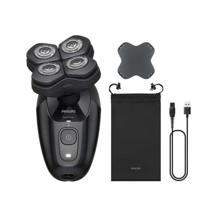 Ηλεκτρική ξυριστική μηχανή κεφαλής PHILIPS HS5980/15, Head Shaver Pro Series 5000, ευέλικτη κεφαλή 360°, 36 λεπίδες ComfortCut, στεγνό και υγρό ξύρισμα, έως 60 λεπτά αυτονομία