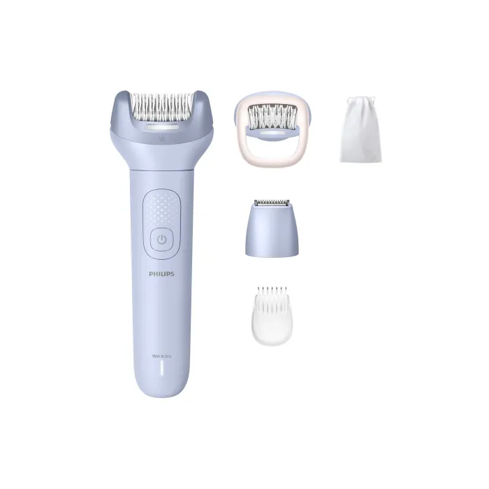 Αποτριχωτική συσκευή PHILIPS BRE711/00, Series 8000, για στεγνή και υγρή χρήση, ασύρματη λειτουργία έως 60 λεπτά, 2 ταχύτητες, κεραμικοί δίσκοι αποτρίχωσης, 5 εξαρτήματα