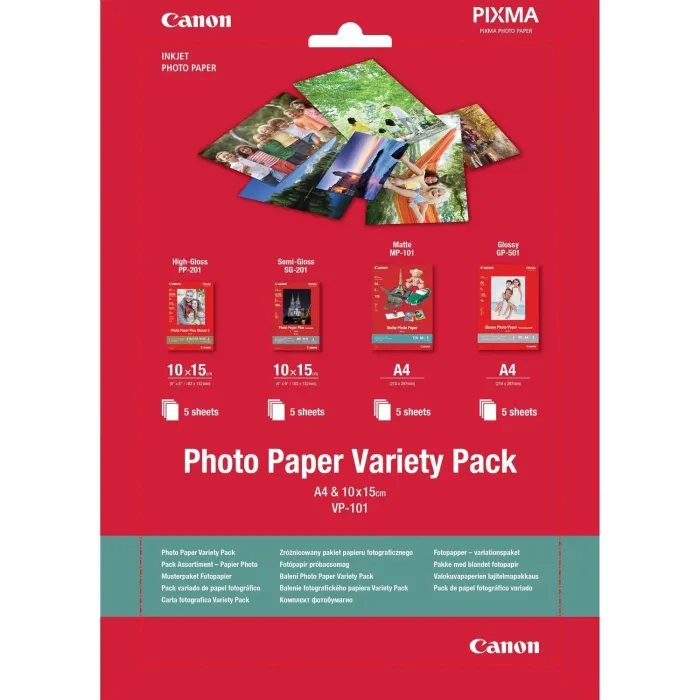 Фото хартия Canon Variety Pack A4 + 10 x 15cm VP-101