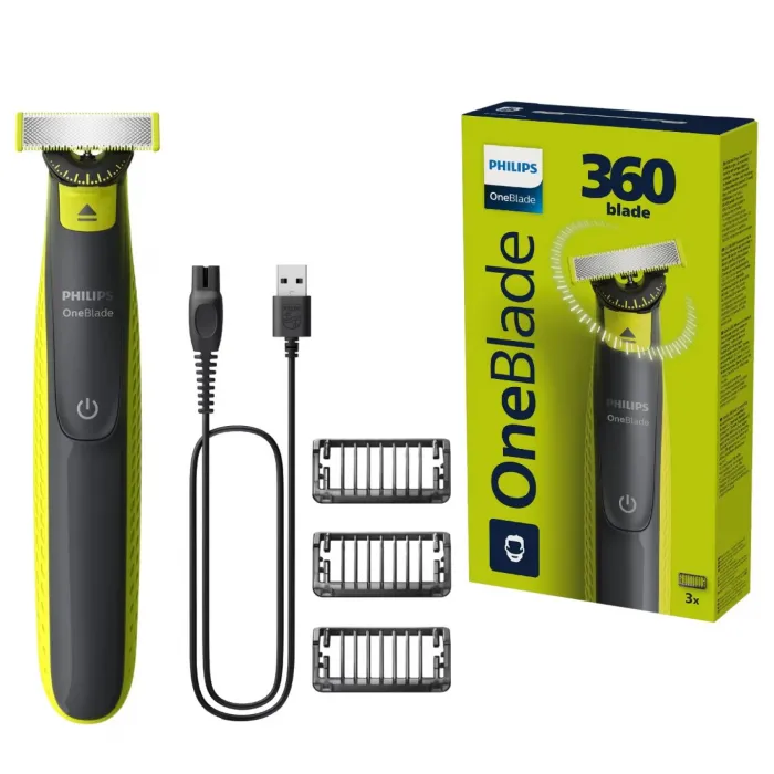 Υβριδικό τρίμερ και ξυριστική μηχανή Philips OneBlade 360 QP2724/23, 1/3/5 mm, Wet & Dry, 45 λεπτά