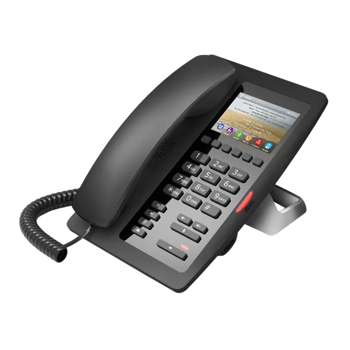Хотелски IP телефон Fanvil H5 Black – 3.5" (480×320) цветен екран, 2 SIP линии, PoE, 2× RJ45 10/100