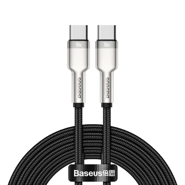 Кабел Baseus Cafule USB-C към USB-C, 2 m, 100W, 20V/5A, PD/QC 4.0, черен