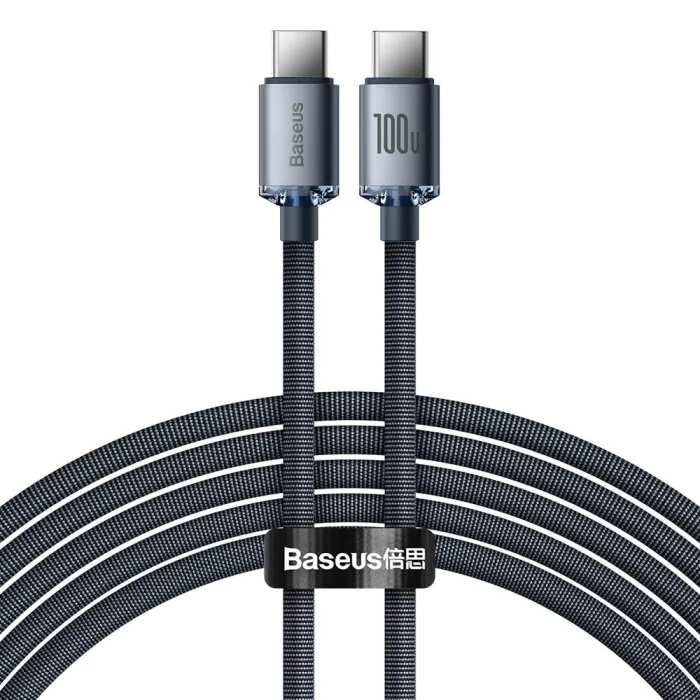 Кабел Baseus Crystal Shine USB-C към USB-C, 100W, 5A, 2 м, черен