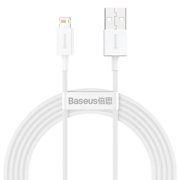 Кабел Baseus Superior USB-A към Lightning, 1 m, 2.4A, 480 Mb/s, бял