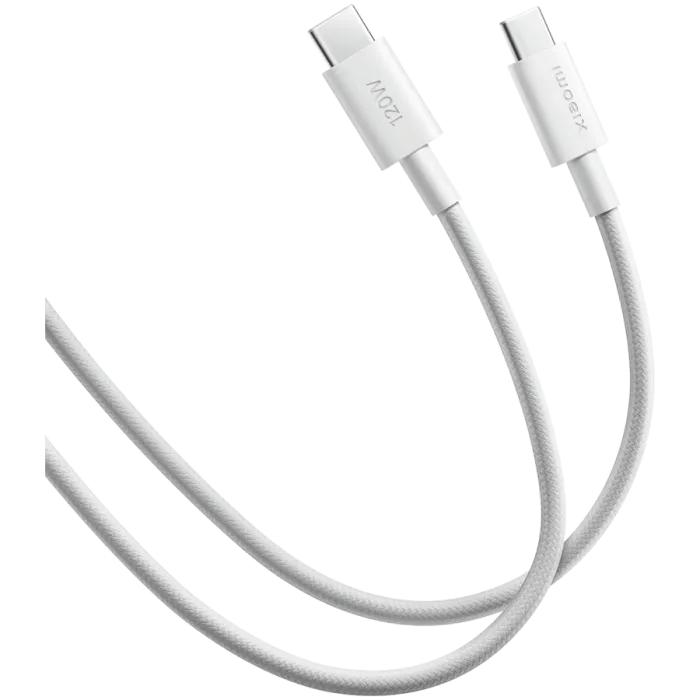Кабел Xiaomi 6A Braided USB-C към USB-C 1m, 120W, USB 2.0 480 Mbps, бял