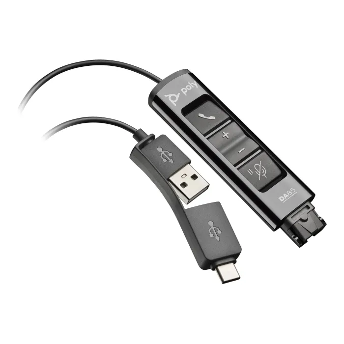 Καλώδιο ακουστικών HP Poly DA85, USB-C αρσενικό 24 ακίδων προς Quick Disconnect αρσενικό, μήκος 1,3 m
