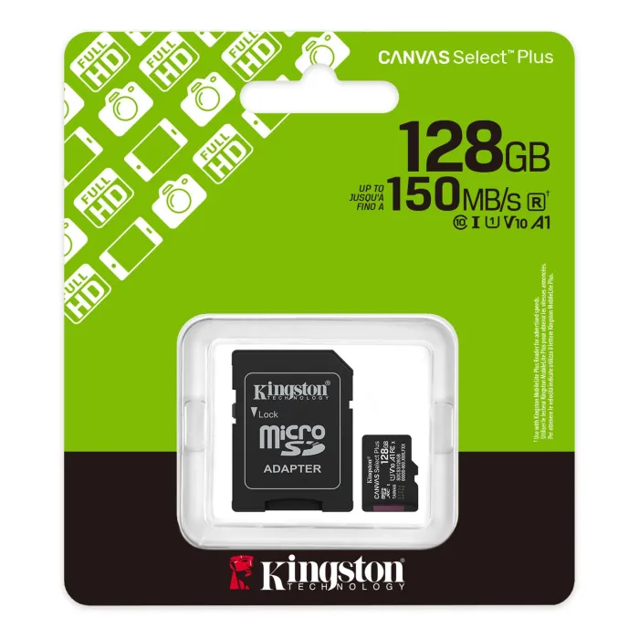 Κάρτα μνήμης Kingston Canvas Select Plus Gen3 128GB – microSDXC, 150 MB/s, A1, SD adapter