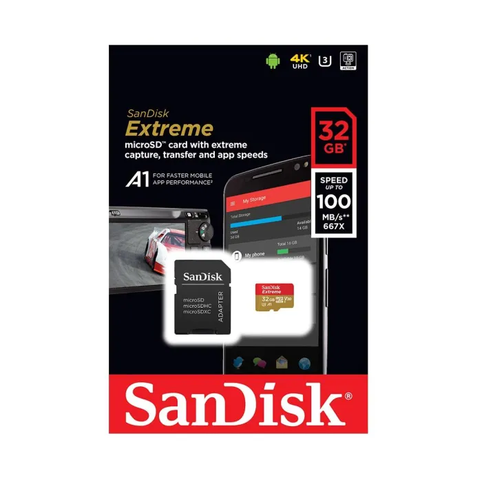 Карта памет Sandisk Extreme&reg; microSDHC Card, 32GB, SD Adapter, Class 10, U3