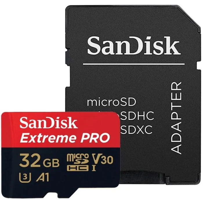 Κάρτα μνήμης  Sandisk Extreme® Pro microSDHC Card, 32GB, SD Adapter, Class 10, A1, V30, UHS-I, U3, 100Mb/s