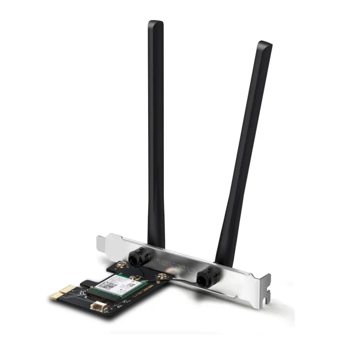 Εσωτερική κάρτα δικτύου PCIe Mercusys MA80XE, Wi-Fi 6 AX3000 έως 3000 Mbps, διπλής ζώνης 2,4/5 GHz, Bluetooth 5.2, 2×2 MIMO
