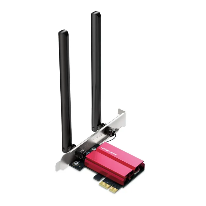 Εσωτερική κάρτα δικτύου PCIe Mercusys MA86XE, Wi‑Fi 6E, Bluetooth, Tri-Band 6 GHz/5 GHz/2.4 GHz, AXE5400 έως 5400 Mbps, Windows 10/11