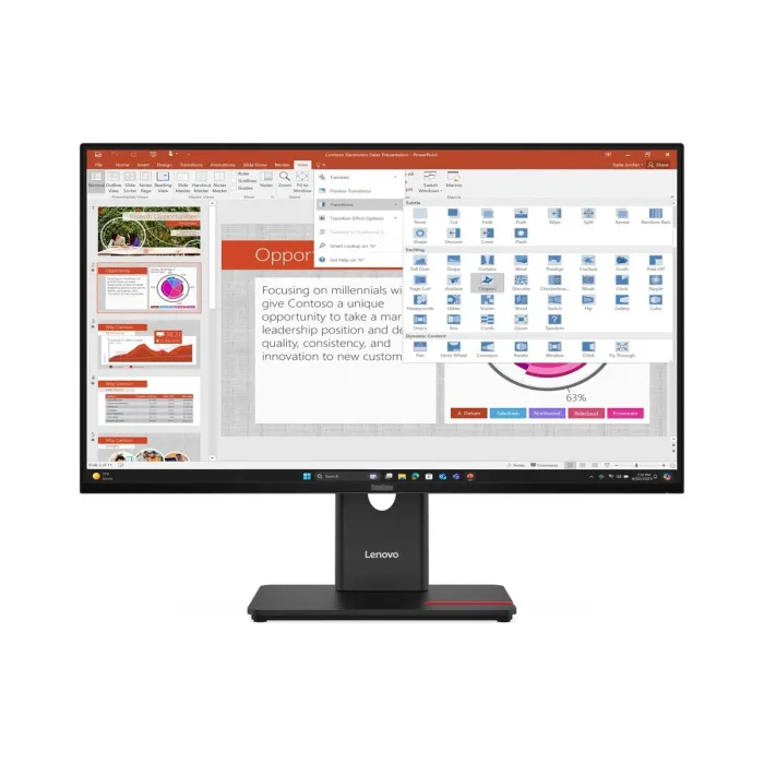 Οθόνη LENOVO ThinkVision T27-40, 27″, FHD 1920x1080, IPS, 16:9, 120Hz, USB hub, HDMI, DisplayPort, VGA, Eclipse Black, 3 χρόνια