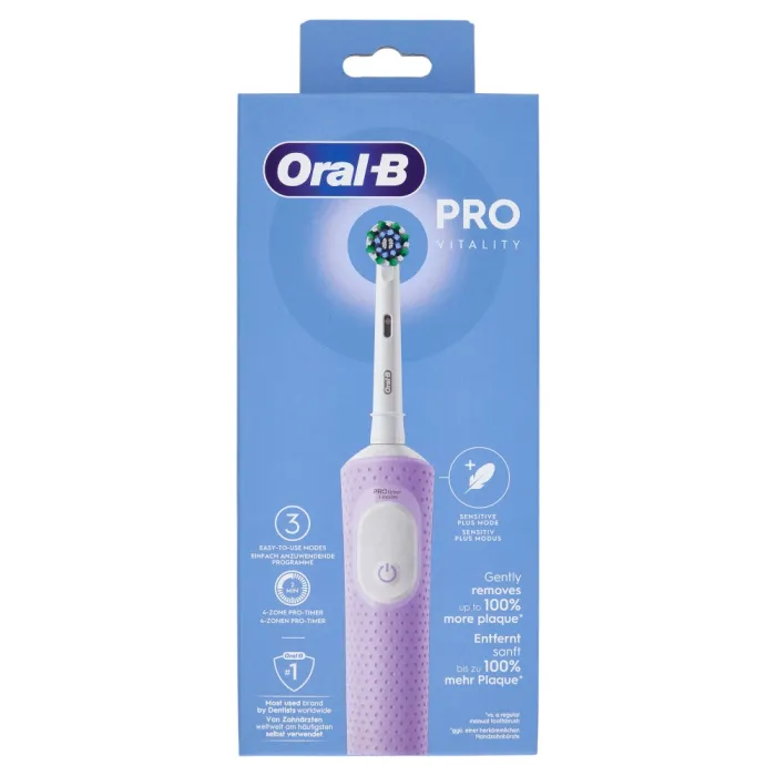 Oral-B Vitality Pro електрическа акумулаторна четка за зъби, 3 режима, вграден 2-минутен таймер, Sensitive+ режим