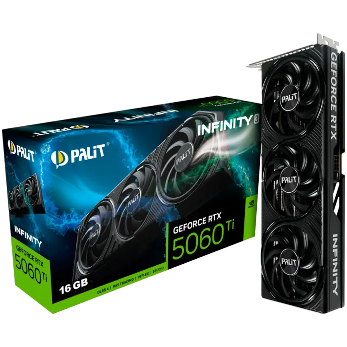 Видео карта PALIT GeForce RTX 5060 Ti Infinity 3 16GB GDDR7 128 bit, NE7506T019T1-GB2061S