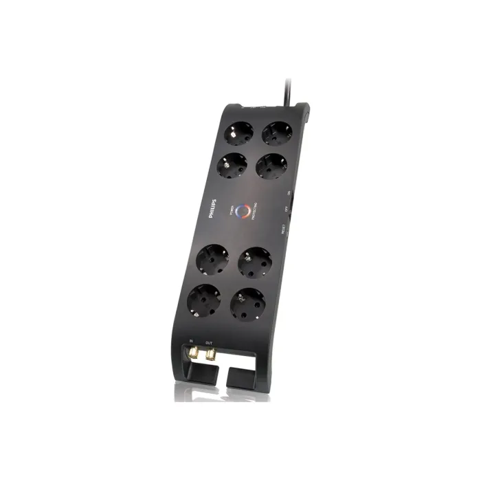Πολύπριζο PHILIPS SPN5185A/58, 8 πρίζες, προστασία από υπέρταση 3 γραμμών, ενδείξεις προστασίας και τροφοδοσίας, μέγιστο ρεύμα 16 A
