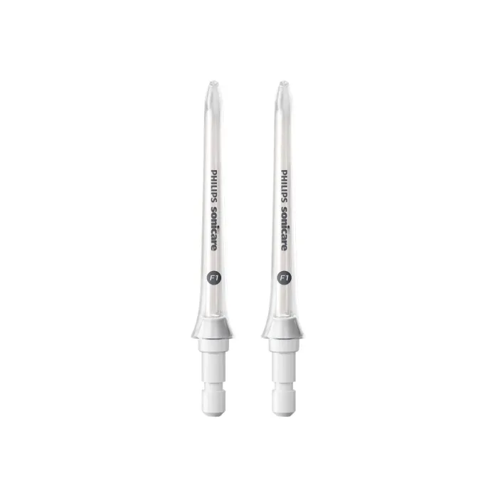 Ανταλλακτικά ακροφύσια στοματικού ντους Philips Sonicare F1 Standard nozzle HX3042/00, για Philips Sonicare Power Flosser, μονή δέσμη νερού, οδηγός τοποθέτησης, περιστροφή έως 360°, 2 τεμάχια