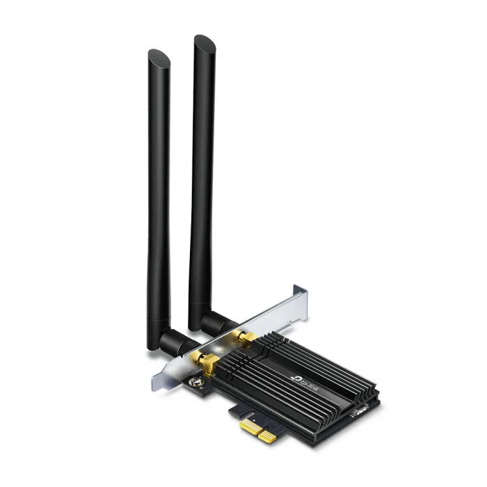 Κάρτα δικτύου PCIe με Wi‑Fi 6 και Bluetooth TP-Link Archer TX50E, AX3000, έως 2402 Mbps στα 5 GHz, διπλής ζώνης, 2 εξωτερικές κεραίες, PCIe x1/x4/x8, Windows 10/11