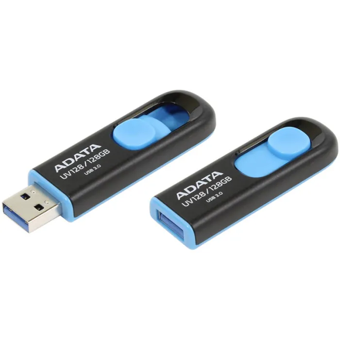 USB flash drive ADATA UV128 128GB – USB 3.2 Gen 1, έως 100 MB/s, μαύρο-μπλε