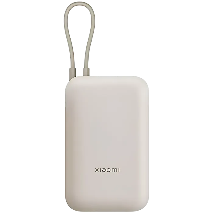 Power bank Xiaomi 10000mAh – 22.5W, ενσωματωμένο καλώδιο USB-C, μπεζ