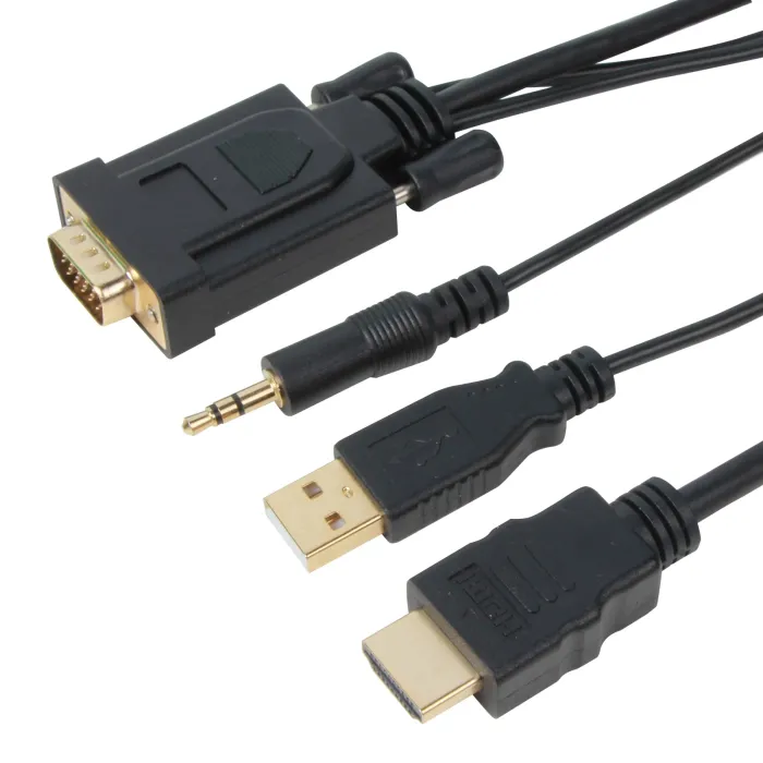 Кабел, VCom CG598A, HDMI M / VGA M, 1.8m