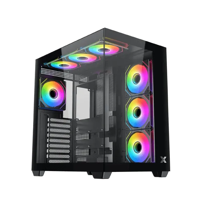Xigmatek Aqua V Air (H23A) ATX кутия с 7 ARGB вентилатора, USB-C, Tempered Glass
