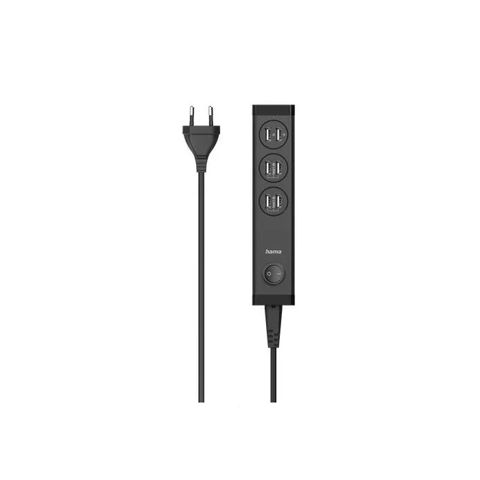 Зарядно Hama USB мулти, 6 x USB-A, 34 W, Черен